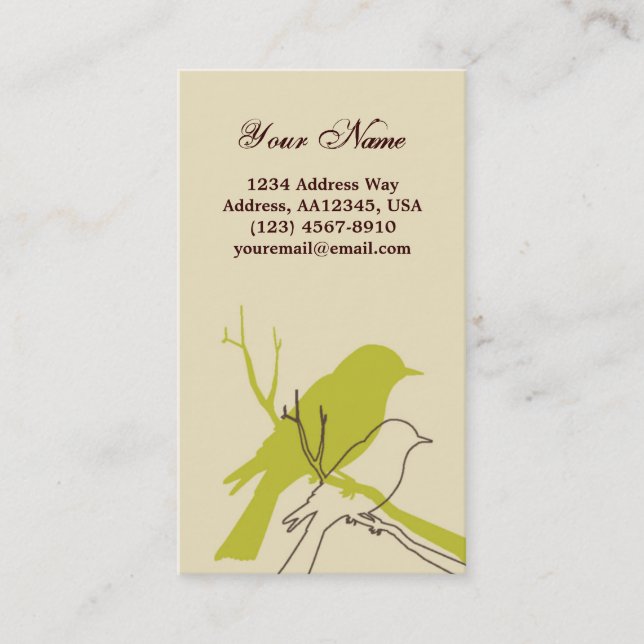 Fågeln profilerar kortet (kräm) visitkort (Framsida)