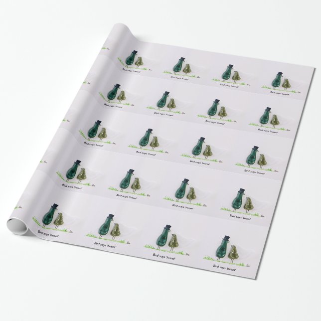 Fågeln säger 'kvitter' presentpapper (Utrullad)