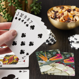 Fågeln vid Paradise Plant och Poinsettias Casinokort