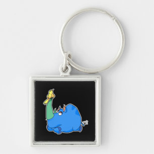 Fågelnoshörning Keychain Fyrkantig Silverfärgad Nyckelring