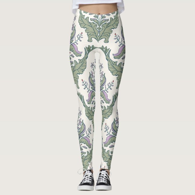 Fågelns Blommigt: Charming Seamless Mönster Leggings (Framsida)