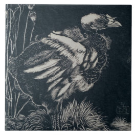 Fågelns Chick som kommer från dess bo (av Jan Mank Kakelplatta