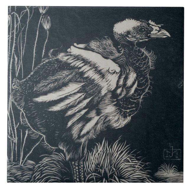 Fågelns Chick som kommer från dess bo (av Jan Mank Kakelplatta (Framsidan)