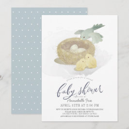 Fågelns Virtuella babyskor för  blåbarn Inbjudningar