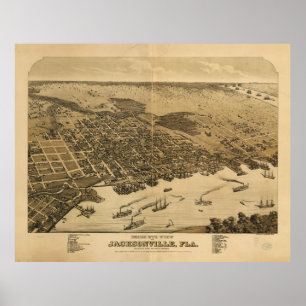 Fågelögat beskådar av Jacksonville Florida (1876) Poster