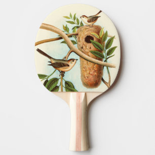 Fågelpar på ett bo Pertt på Gren Pingisracket