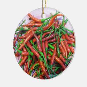 Fågelpeppar i Öga Chili Peppers Julgransprydnad Keramik