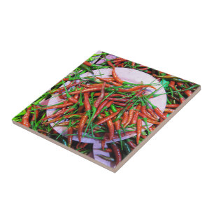 Fågelpeppar i Öga Chili Peppers Kakelplatta