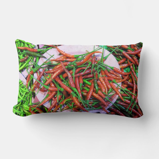 Fågelpeppar i Öga Chili Peppers Lumbarkudde (Framsida)