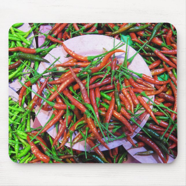 Fågelpeppar i Öga Chili Peppers Musmatta (Framsidan)