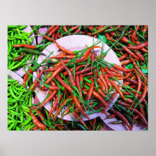 Fågelpeppar i Öga Chili Peppers Poster