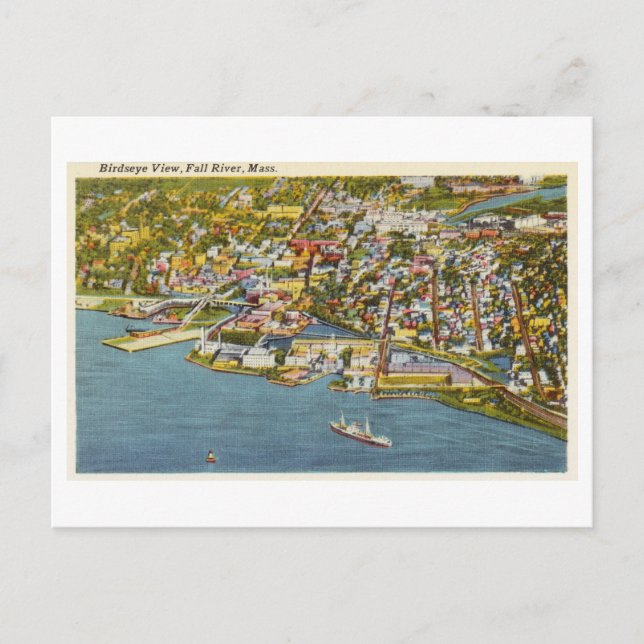 Fågelperspektiv av Fall River Vintage Resa Vykort (Framsida)
