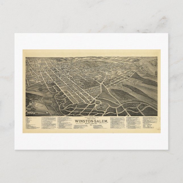 Fågelperspektiv över Winston-Salem North Carolina  Vykort (Framsida)