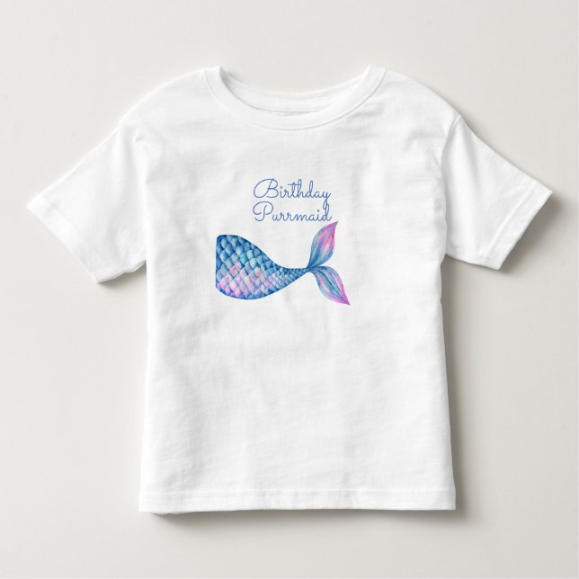 Fågelpurri, vattenfärgsflicka i kattens sjöjungfru t shirt (Framsida)