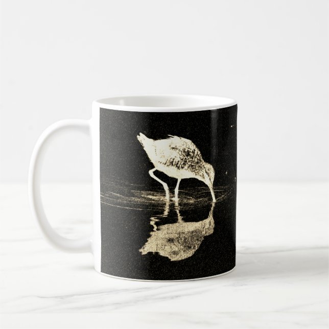 Fågelreflektion Svart och Vitt Naturälskare Kaffemugg (Vänster)