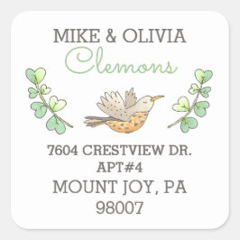 FågelReturadress Fyrkantigt Klistermärke