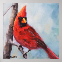 Fågelröd kardinal Fine Art Skriv ut