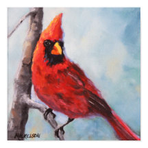 Fågelröd kardinal Fine Art Skriv ut