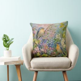 Fågelsång Bland Blommor Kudde