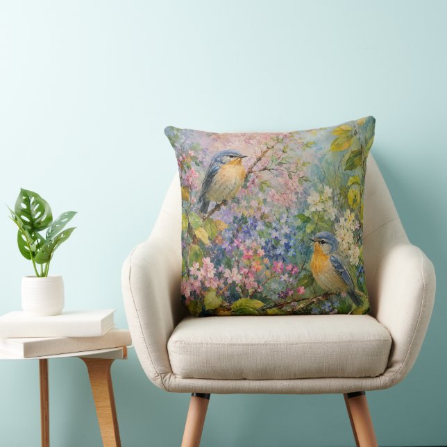 Fågelsång Bland Blommor Kudde (Stol)
