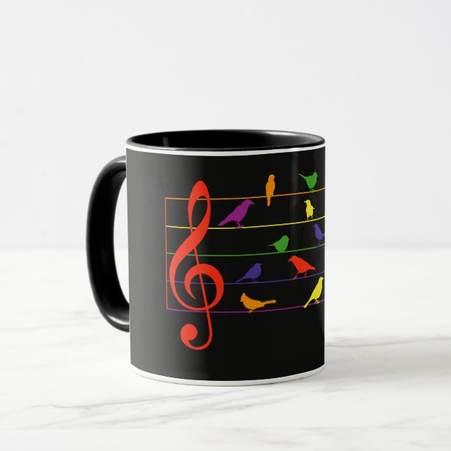 Fågelsång, färgrik design mugg (Framsida vänster)