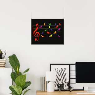 Fågelsång, färgrik design poster