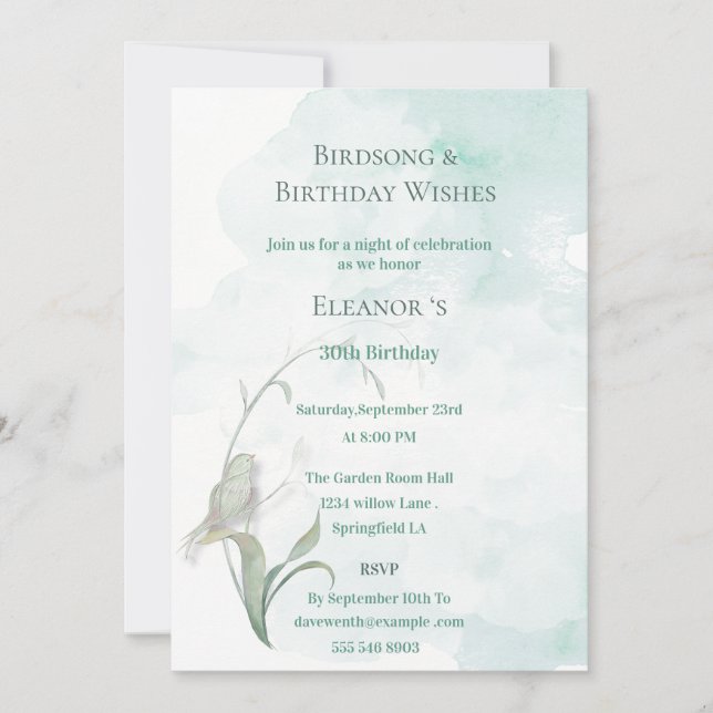 Fågelsång och goda önskemål Inbjudan  (Framsida)