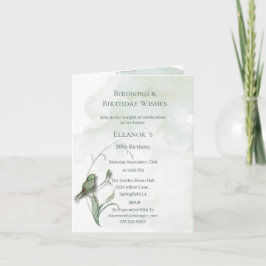 Fågelsång och goda önskningar vikta inbjudan