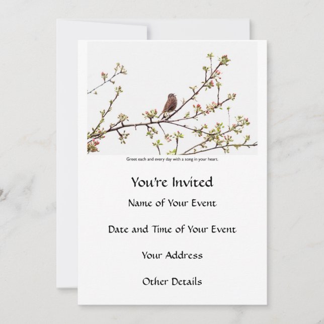 Fågelsångare i Lycklig Sång Inbjudningar (Framsida)
