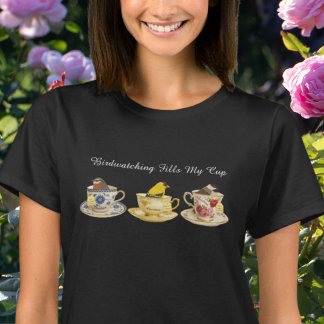 Fågelskådardesign för tekopp Fågelskådning fyller T Shirt
