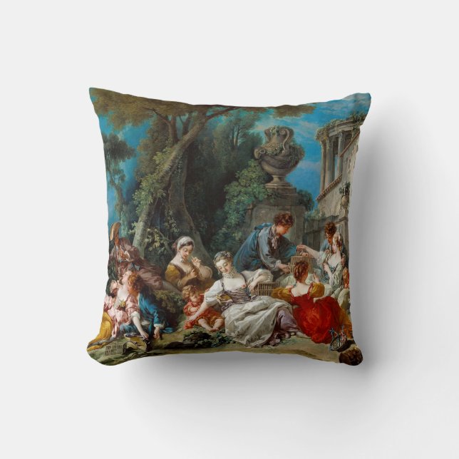 Fågelskådare av Francois Boucher Kudde (Framsida)