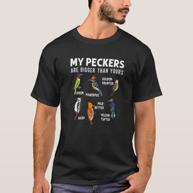 Fågelskådare för fågelinsamling på Lekpeckers T Shirt (Framsida)