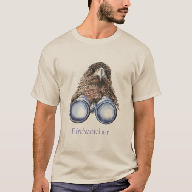 Fågelskådare Hawk Bird vaktar dig Humor T-shirt (Framsida)