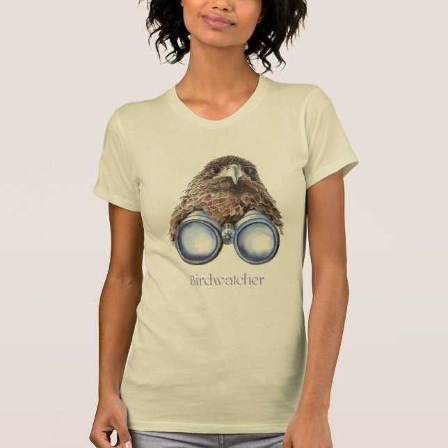Fågelskådare Hawk Bird vaktar dig Humor T-shirt (Framsida)
