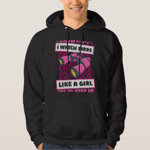Fågelskådning Girl Birder Ornitology Birding Birdw Hoodie
