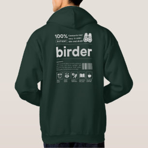 Fågelskådning Humor Birder Funny Barcode Hoodie