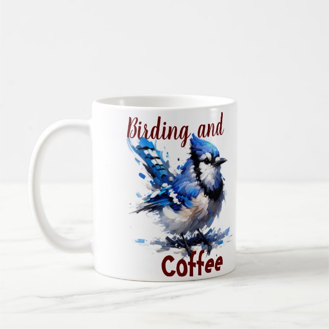 Fågelskådning Och Kaffe Söt Keramik Kaffemugg (Vänster)