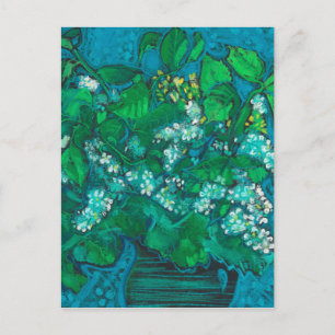 Fågelskörsbärsblommor blommar i pastell blomsterko vykort