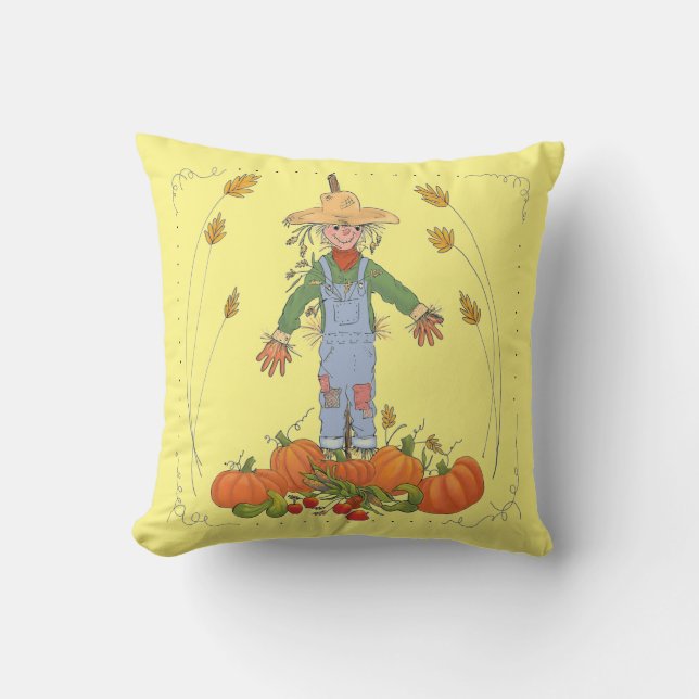 Fågelskrämma Harvest Thzed Cheerful Kudde (Framsida)