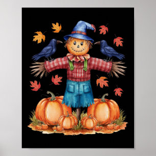Fågelskrämma Hösten Hej Fall Pumpkin Thanksgiving Poster