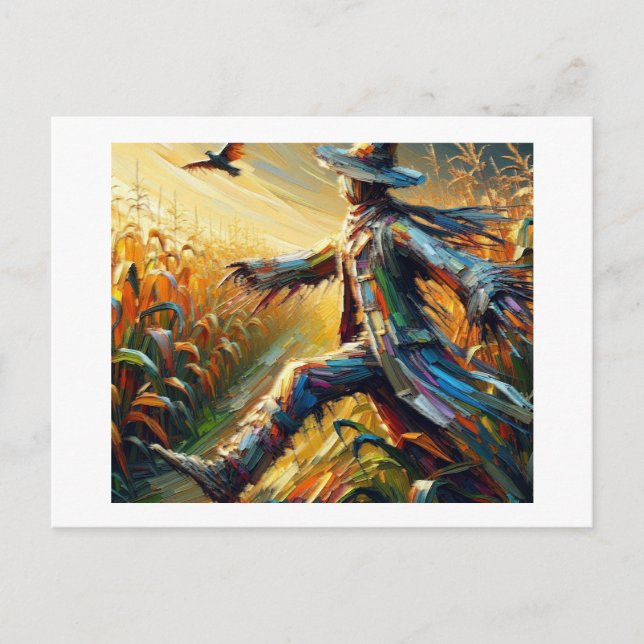 Fågelskrämma i Fält i Maj. Vykort (Framsida)