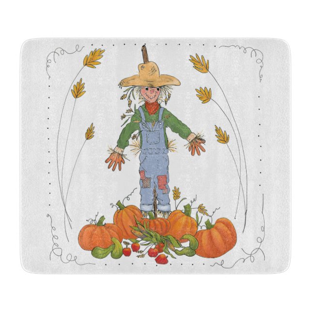 Fågelskrämma i Pumpkin Patch Cute Watercolor (Framsidan)