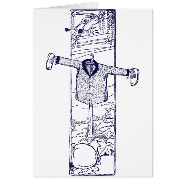 Fågelskrämma i trädgården hälsningskort (Framsidan)