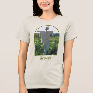 Fågelskrämma i trädgårdsfält Anpassad T Shirt