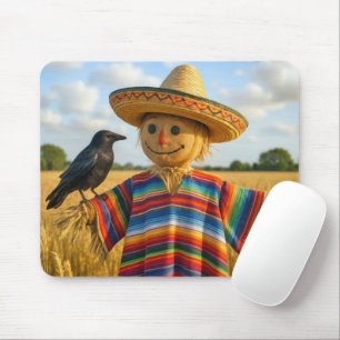 Fågelskrämma iförd sombrero och poncho musmatta