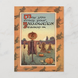 Fågelskrämma Jack O Lantern Pumpa Vykort