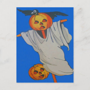 Fågelskrämma Jack O' Lantern Pumpkin Ghost Vykort