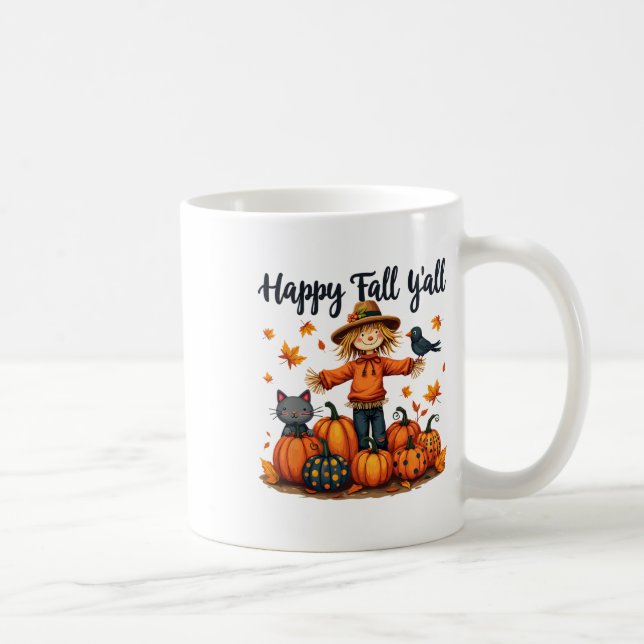 Fågelskrämma Lycklig Fall Y Thanksgiving Halloween Kaffemugg (Höger)