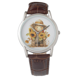 Fågelskrämma med solblommor armbandsur