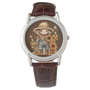 Fågelskrämma med solblommor armbandsur